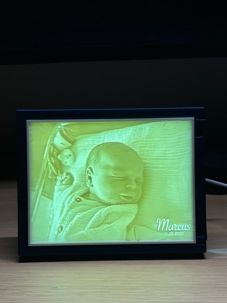 Lithophanie de naissance personnalisée imprimée en 3D