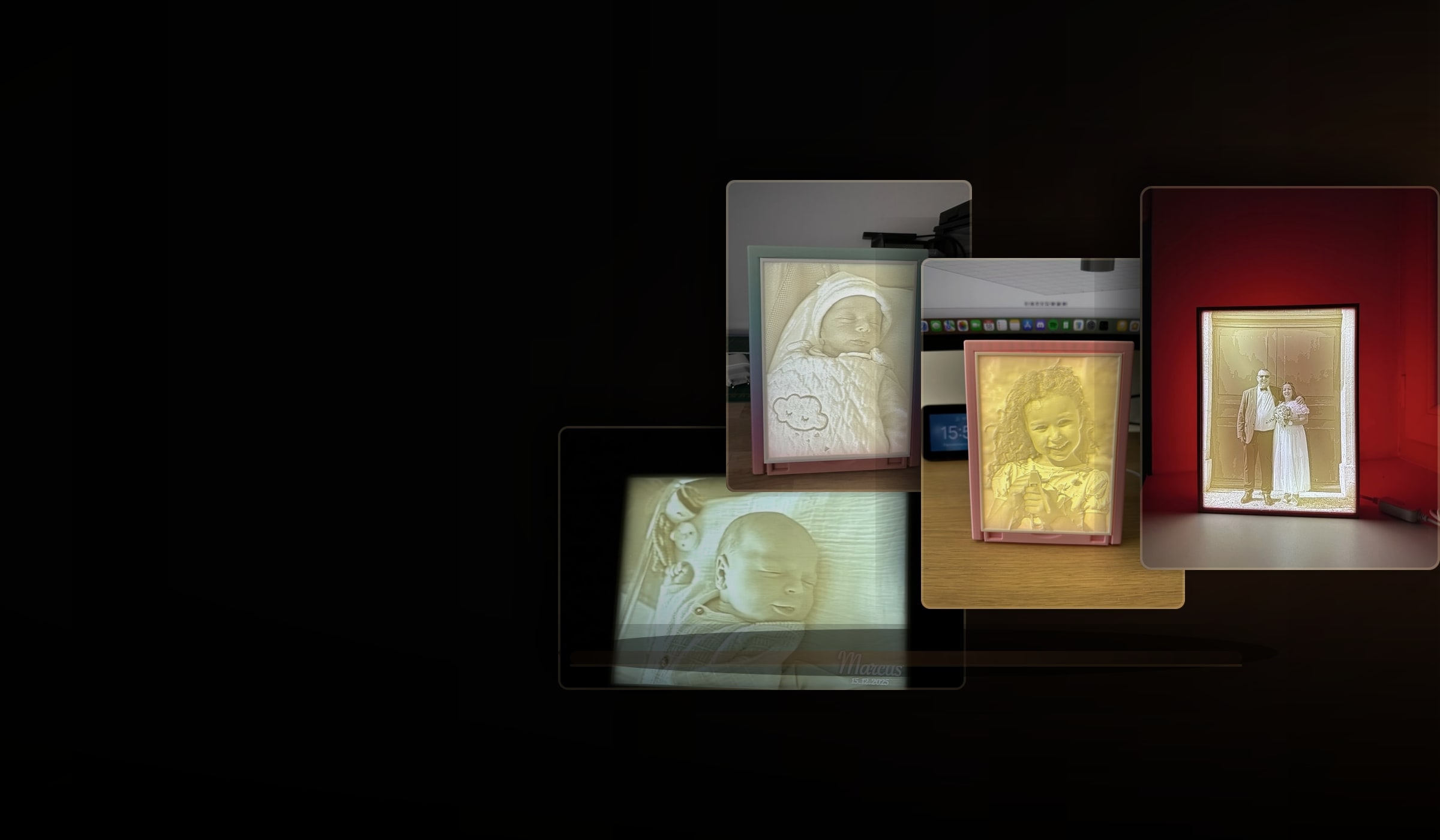 Exemples de lithophanies personnalisees imprimees en 3D